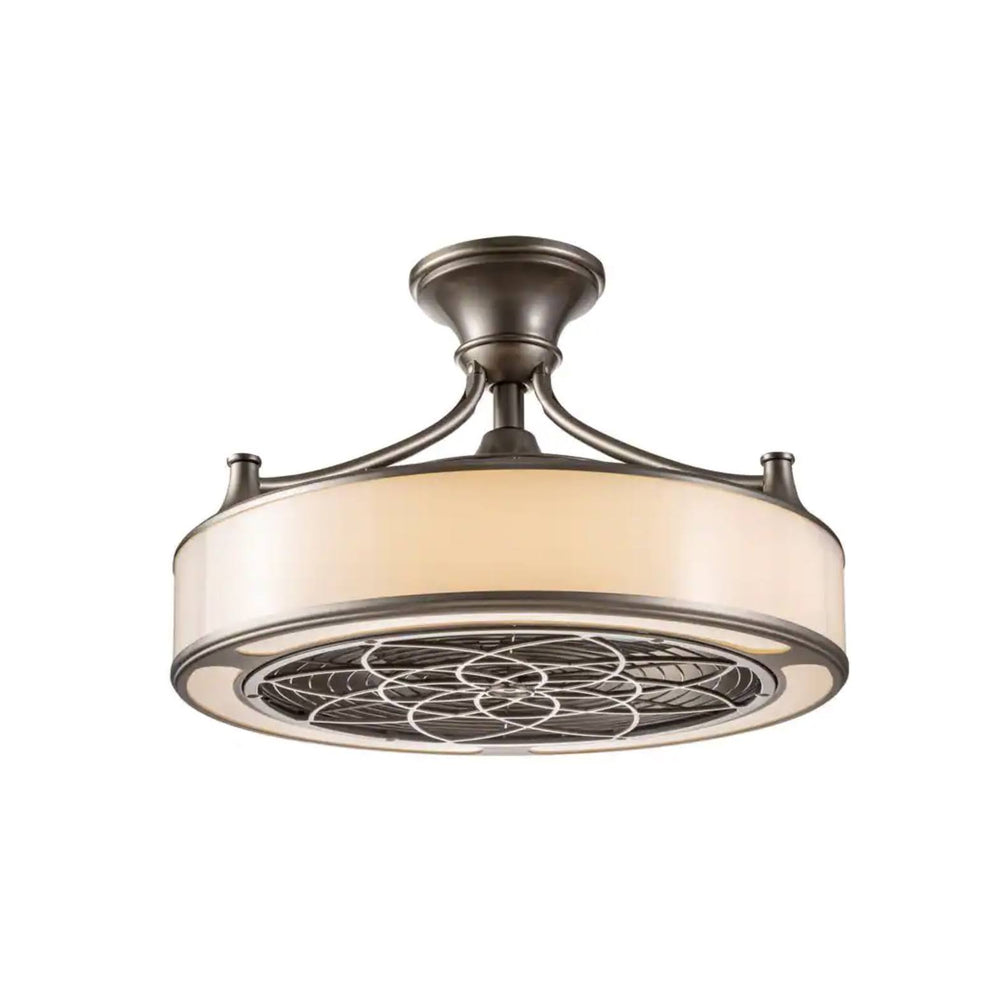 Home Decorators Collection Windara 22 in. LED Indoor/Covered Outdoor Brushed Nickel Ceiling Fan with Light Kit and Remote Control